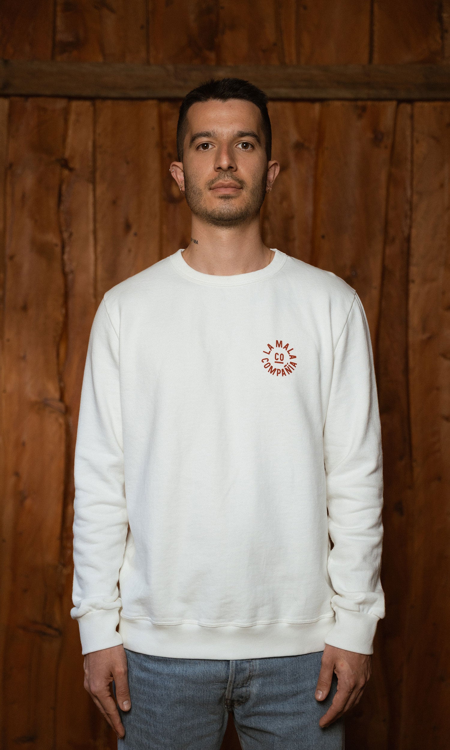 Saco cuello redondo vera crudo hombre